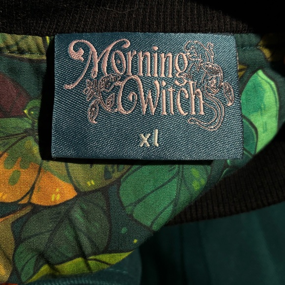 Morning Witch Emerald Dream Cotton Twill Embroidered Butterfly Bomber Jacket - Picture 5 of 6